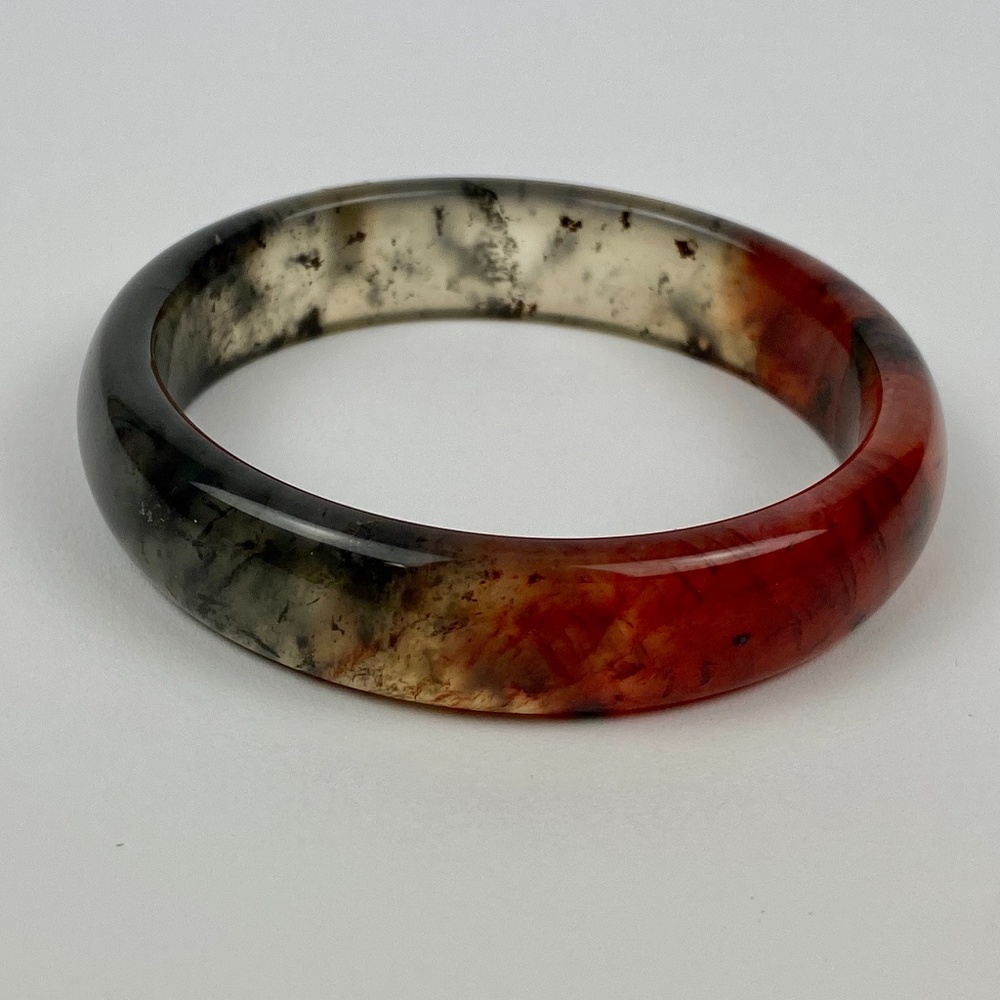 VTG GRADE A Natural Red Amber Jade Bangle Bracelet